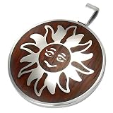 Wood and Stainless Steel Smiling Sun Pendant
