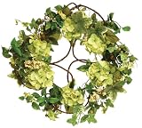 Melrose Soft Green Hydrangea Twig Wreath, 20-Inch Diameter