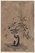 Reprint Historic Japanese Print a monkey sitting on a bamboo mat with right hand raised, holding a flower pot