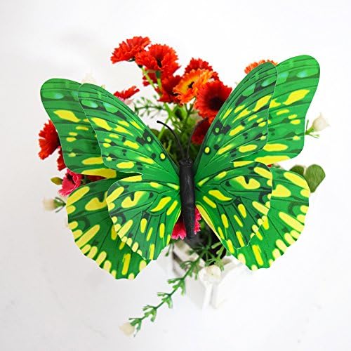 FAD 4 Pcs Big Size 3d Double Wings Butterflys Wall Mural Stickers 6 Colors for Choose (green)