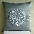 Silver Vintageous - Throw Pillow Covers - Silk Pilllow Cover with Satin Frill Flower