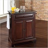 Crosley Furniture Newport Black Granite Top Kitchen Island in Mahogany