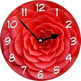 Rikki KnightTM Red Flower Design Art Large 11.4 Wall Clock - Ideal Gift for all Occassions
