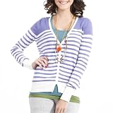 Doublju Womens Casual Gary Stripe Cardigan BLUE (WC051)