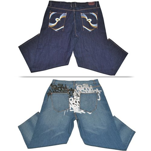 Mens Rocawear big & tall urban denim hip hop jeans. Very high quality pair of 100% authentic baggy jeans. LOTS OF COLORS, STYLES & SIZES IN THIS LISTING!