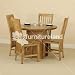 Solid Oak Round Dining Table with Cube Base + 4 Solid Oak High Slat Back Dining Chair
