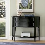 Powell Antique Black with Sand Through Terra Cotta Demilune Console Table