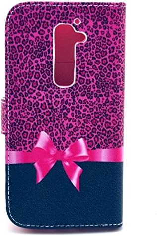 G2 Case,LG G2 Case, Welity Cute Small Leopard grain Bow PU Leather Stand Card Wallet Case Cover--and one gift