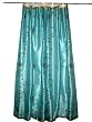 Organza Curtain-2 Organza Bondi Blue Base with Red Bell Embroidered Sari Curtains Drapes Panel 92" Tabs