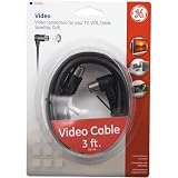 Ge 73361 Black Coax Cable with Silver Ends, 3'