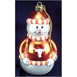 Texas Longhorns Blown Glass Snowman Ornament