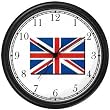 Flag of United Kingdom - Union Jack No.2 England Theme Wall Clock by WatchBuddy Timepieces (Black Frame)
