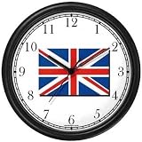 Flag of United Kingdom - Union Jack No.2 England Theme Wall Clock by WatchBuddy Timepieces (Black Frame)