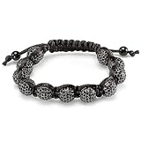 Shamballa Bracelet Mens Ladies Unisex Hip Hop Style Pave Eleven Black Disco Ball Faceted Bead Unisex Adjustable