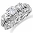 14Kt White Gold Ladies Diamond Wedding Ring Set (Center stone is not included)