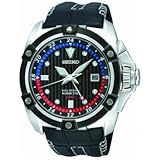 Stainless Steel Velatura GMT Black Dial Leather Strap