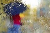 Silhouette of Person with Umbrella through Wet Windshield - 18"W x 12"H - Peel and Stick Wall Decal by Wallmonkeys