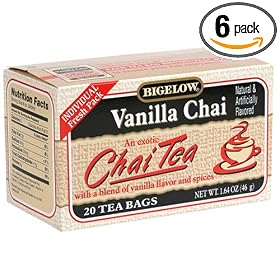Bigelow Vanilla Chai Tea, 20-Count Boxes (Pack of 6)