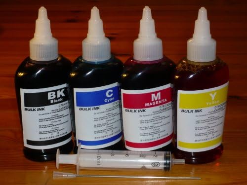 by double2house, Non-OEM, (4 x 100ml) Bulk refill dye ink for Epson refillable cartridge WorkForce 320 323 325 435 520 60 630 633 635 545 645 845 840