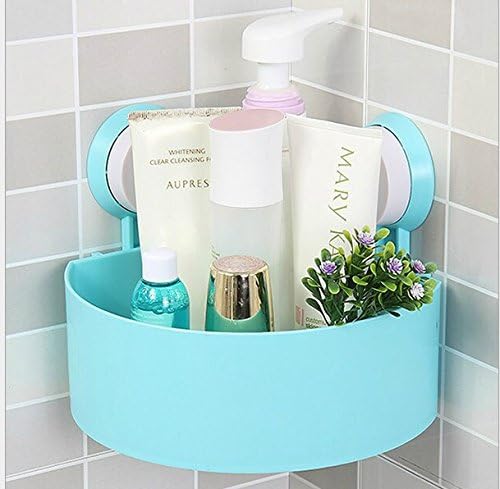 Sucker home bathroom shower triangular shelf storage box shampoo, shower gel, kitchen supplies, (Blue)