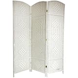 6 Feet Tall Diamond Weave Fiber Room Divider in White Number of Panels: 3