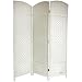 6 Feet Tall Diamond Weave Fiber Room Divider in White Number of Panels: 3