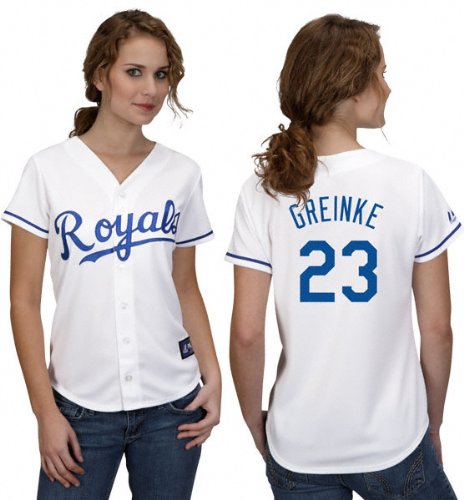 Zack Greinke Women's Jersey: Women's Majestic Home White #23 Kansas City Royals Jersey