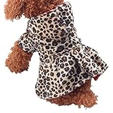 CHN'S Dogs Cats Pet Clothes Warm Hoodie Coat Jacket Puppy Tutu Dress Shirt (XS, Leopard or Red)