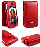 PCMICROSTORE Brand Apple iPhone Premium Red Leather Flip Carrying Case with Rotating Belt Clip - Compatible with 4gb 8gb 16gb 1st Generation ONLY