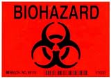 Brady 89170 B-302 High Performance Polyester 3-1/2 Height, 5 Width, Black On Orange Color Biohazard Sign, Legend Biohazard (With Picto)