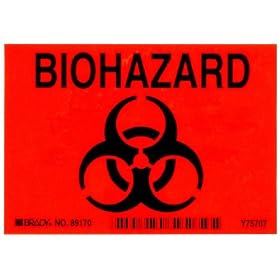 Brady 89170 B-302 High Performance Polyester 3-1/2" Height, 5" Width, Black On Orange Color Biohazard Sign, Legend Biohazard (With Picto)