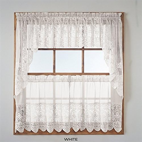 Joy Macrame Lace Tier Pair 60"W X 24"L, White