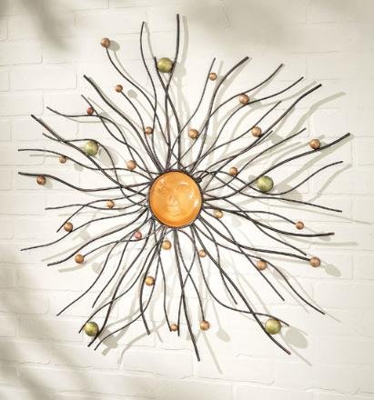 35″ Amber Summer Sun Spiraling Ray Modern Wall Art Sculpture