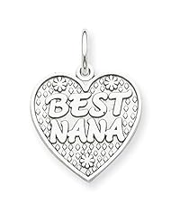 14k Yellow or White Gold Polished Best Nana in Heart Charm