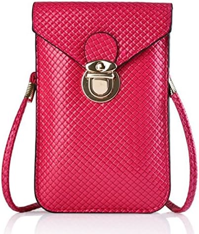 Kiwuu Multipurpose Luxury Pu Leather Cell Phone Case Cover Pouch/cross Body Bag with Strap Fit for Mobile Smart Phones Size Less Than 5.5 Inches (deep red)