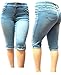 SOFIA'S Plus Size Women's Stretch Premium MID Rise Light Blue Denim Jeans Capri