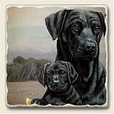 Tumbled tile trivet ~ Two Black Labs ~ code 875