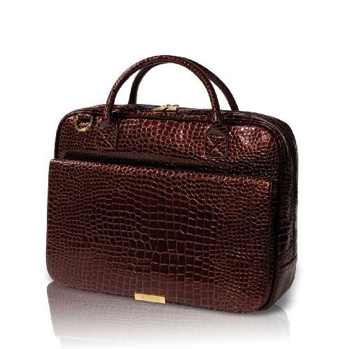 Vivanco 39,1 cm (15,4 Zoll)  Notebooktasche im "Croco" Design mit zus&auml;tzlichem Frontfach mit Organizer-Funktion, braun