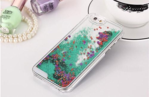 iPhone 6 Plus Glitter Case,Shelltech®Cute Sparkly Dynamic Liquid Glitter Sand Quicksand Bling Bling [Star] Transparent Crystal Clear Hard PC Case Cover for iPhone 6/6S Plus 5.5 inch(Star- Green)