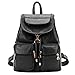 Coofit® Casual Simple Leather Retractable Lady's Packsack Knapsack (0844 Black)