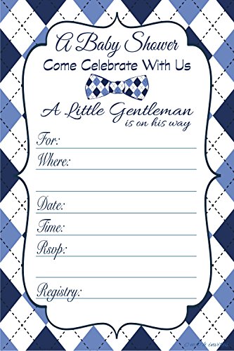 Little Man Boy Baby Shower Invitations - Fill In Style (20 Count) With Envelopes