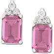 14K White Gold Pink Tourmaline and Diamond Earrings
