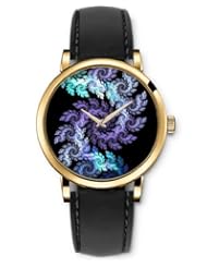 SPRAWL Aanalog Fashion Series Gold Ladies Watches of Genuine Black Leather Strap,Unique Wrist Watch for Women Girls Designed with Spiral Flower