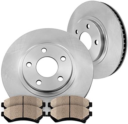 Callahan FRONT Premium Grade OE 5 Lug [2] Rotors + [4] Quiet Low Dust Ceramic Brake Pads Kit