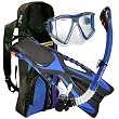 U.S. Divers Lux Grenada LX Snorkel Purge Mask with Ryder Fins and Pro Bag Set
