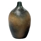 EXP Handcrafted Chocolate Brown Terracotta Vase - Swirl Design