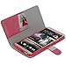 Fosmon CADDY-SEMI Leather Wallet Flip Cover Case for HTC One Max T6 (Hot Pink)