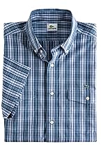 Short Sleeve Plaid Soft Washed Woven Shirt With Double Pockets