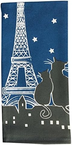 4 Piece Paris la Nuit (Paris at Night) Cats Kitchen Set - 2 Towels, Oven Mitt, Potholder