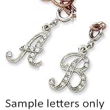 1928 Silver-tone Crystal Initial R Spring Ring Charm